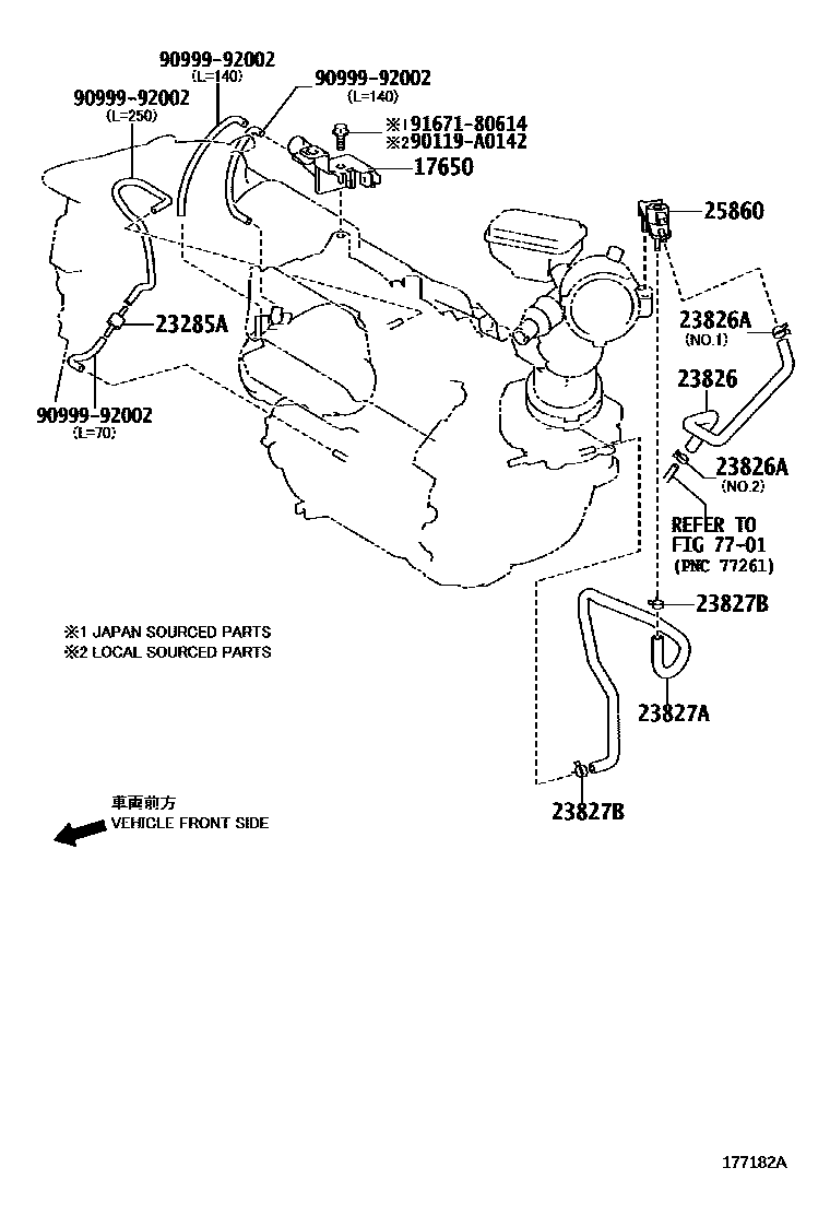 Toyota CAMRY vacuum tube EPC diagram — 177182A