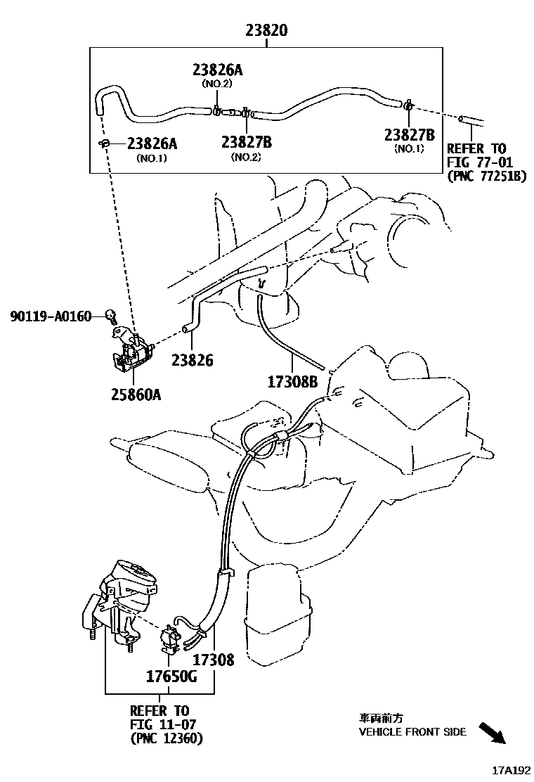 Toyota CAMRY vacuum tube EPC diagram — 17A192