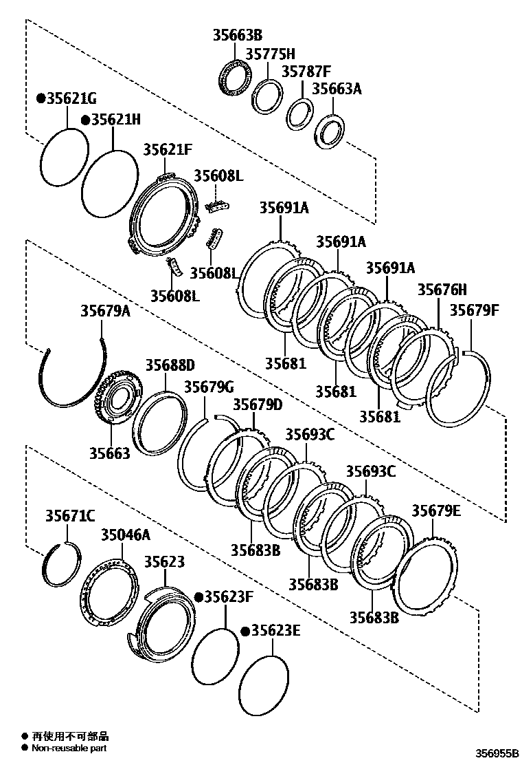 Toyota CAMRY 3号制动器、一档和倒档制动器(ATM) EPC diagram — 356955B
