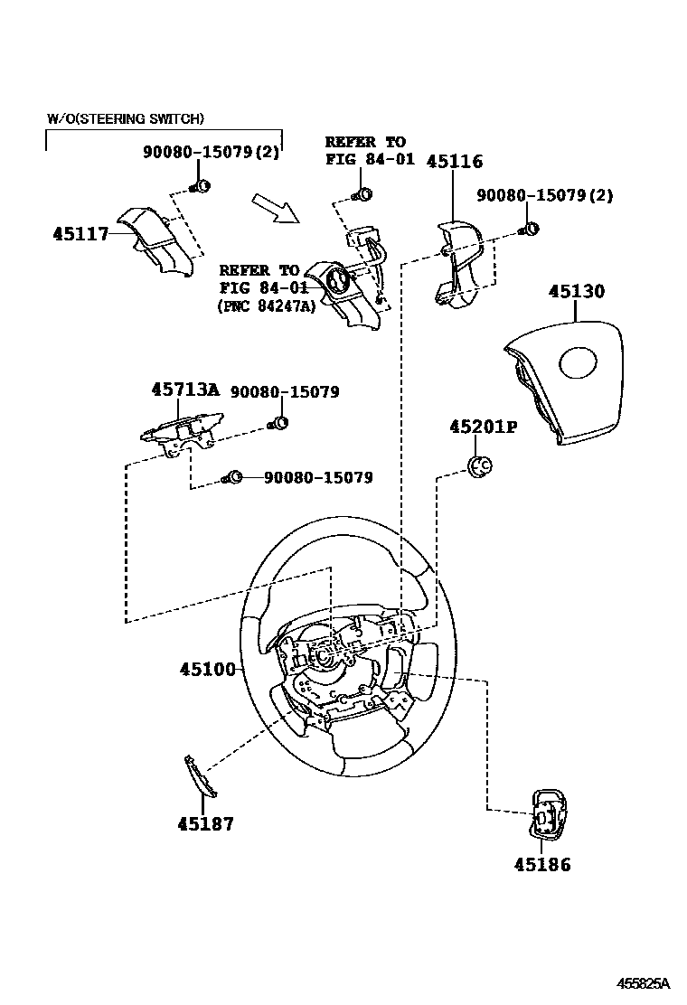 Toyota CAMRY Steering Wheel EPC diagram — 455825A