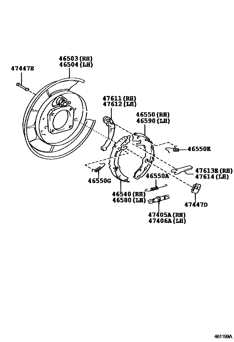 Toyota CAMRY Parking Brake & Cable EPC diagram — 461199A