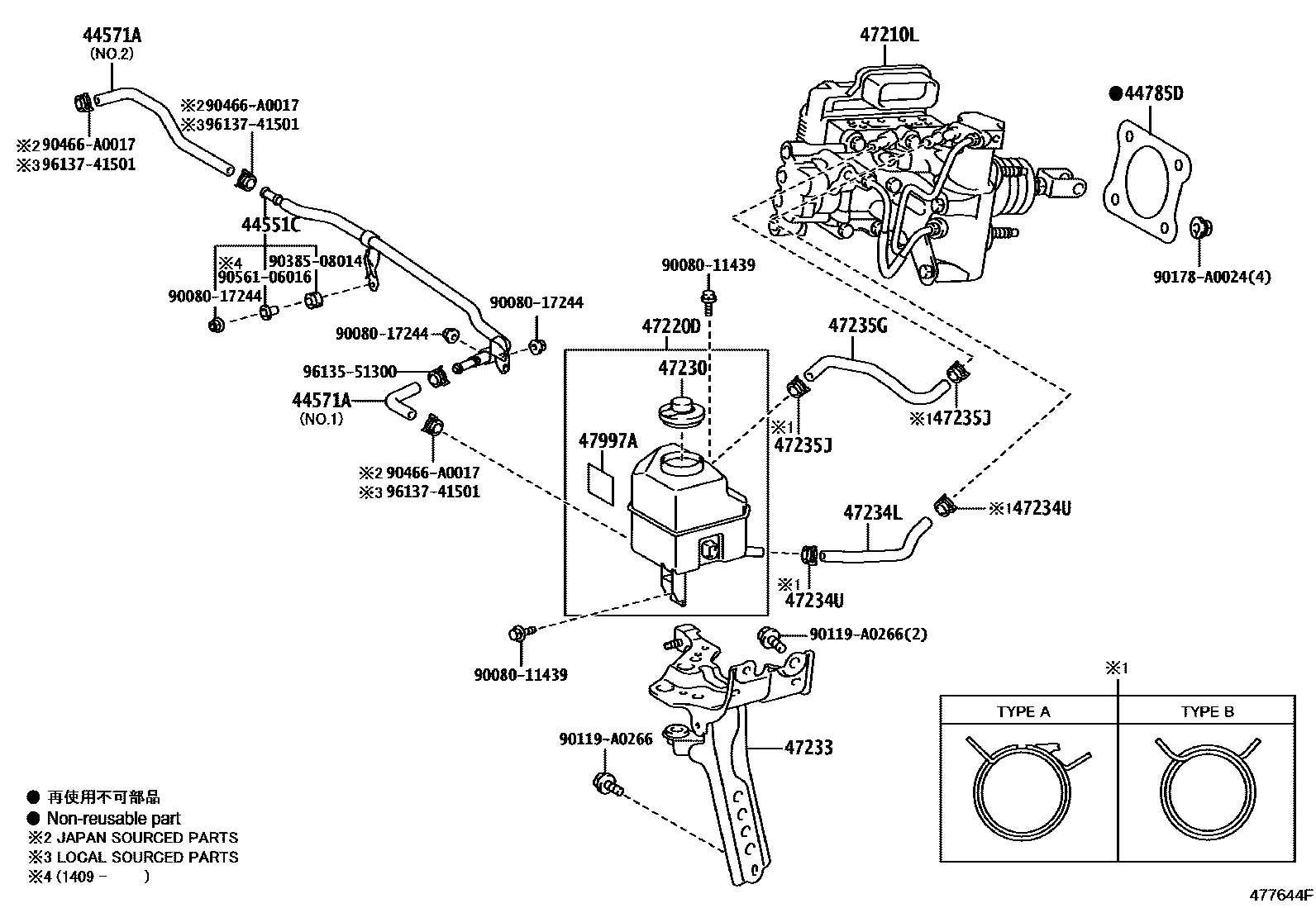 Toyota CAMRY 制动总泵 EPC diagram — 477644F