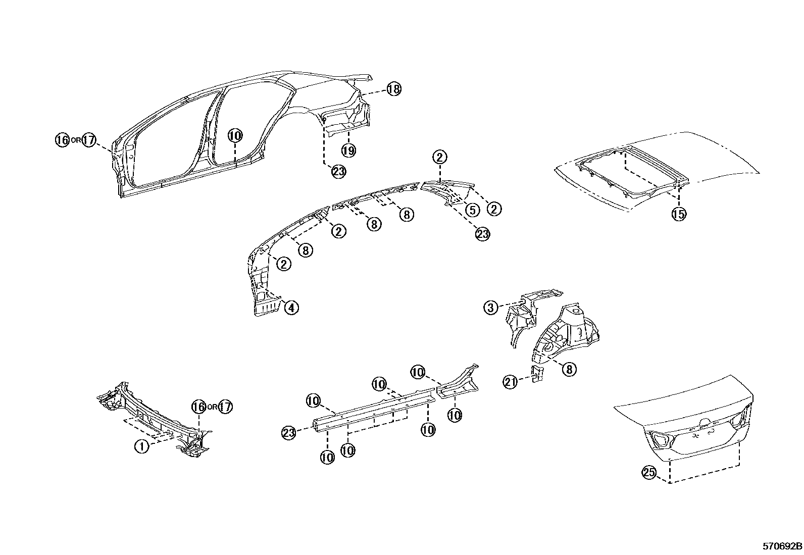 Toyota CAMRY hole plug EPC diagram — 570692B