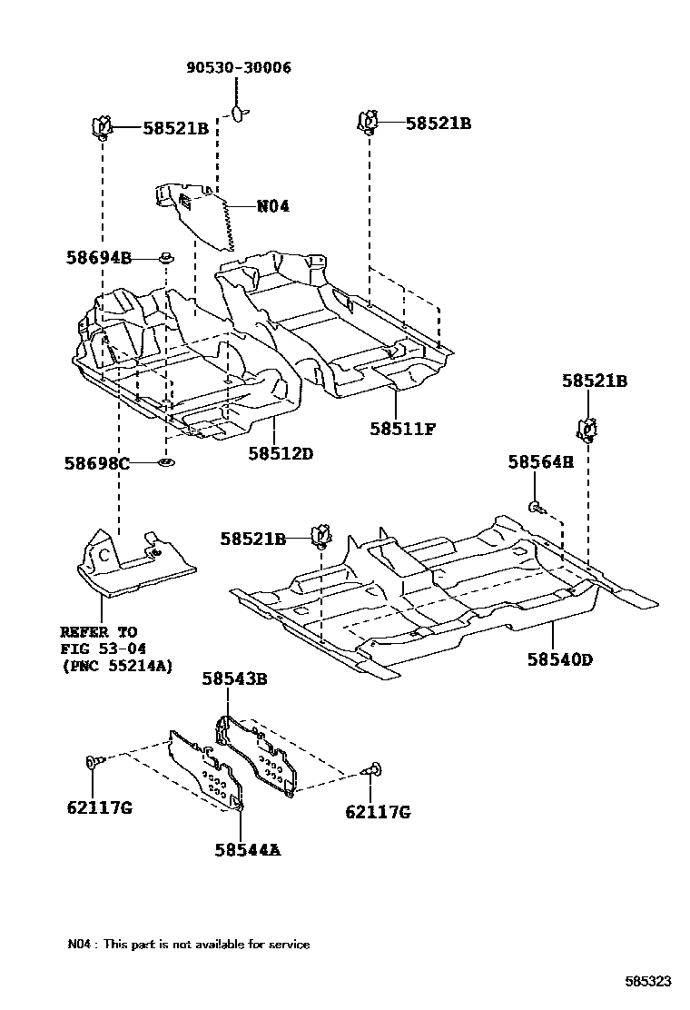Toyota CAMRY 地板垫和地毯 EPC diagram — 585323