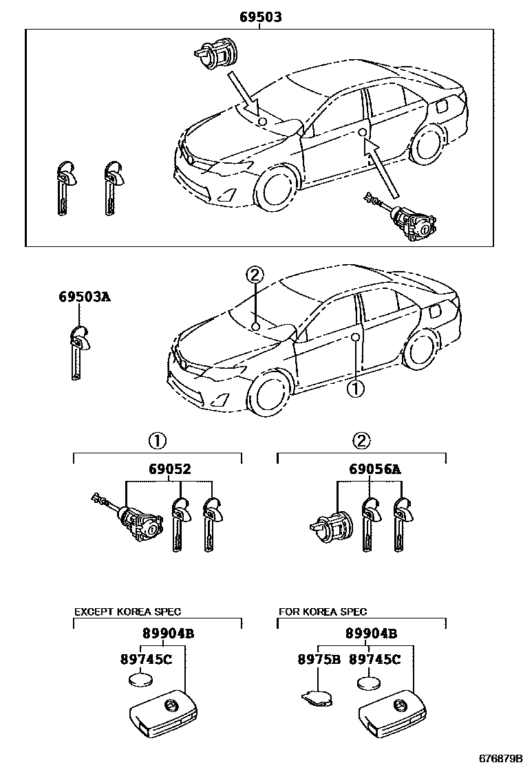 Toyota CAMRY 锁芯组件 EPC diagram — 676879B