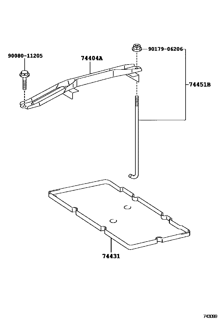 Toyota CAMRY battery holder EPC diagram — 743099