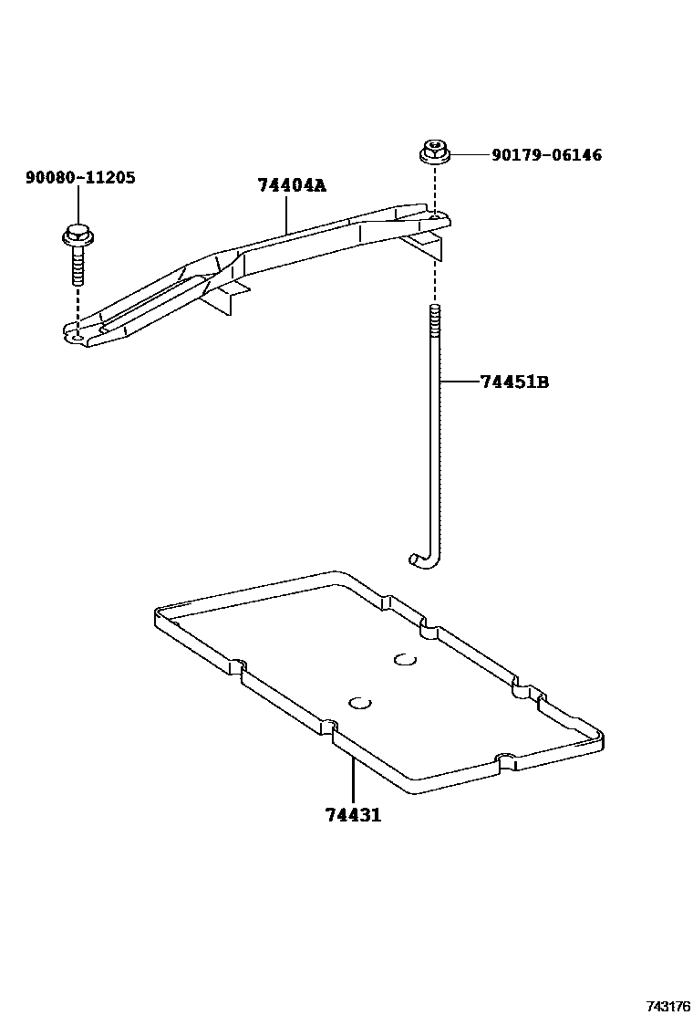 Toyota CAMRY battery holder EPC diagram — 743176