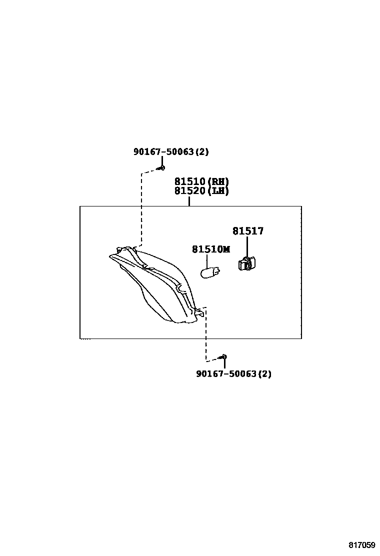 Toyota CAMRY 前转向灯 EPC diagram — 817059