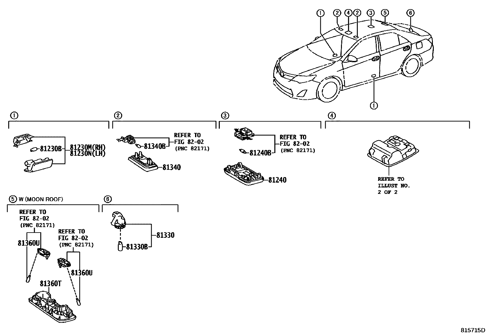 Toyota CAMRY 车内灯 EPC diagram — 815715D
