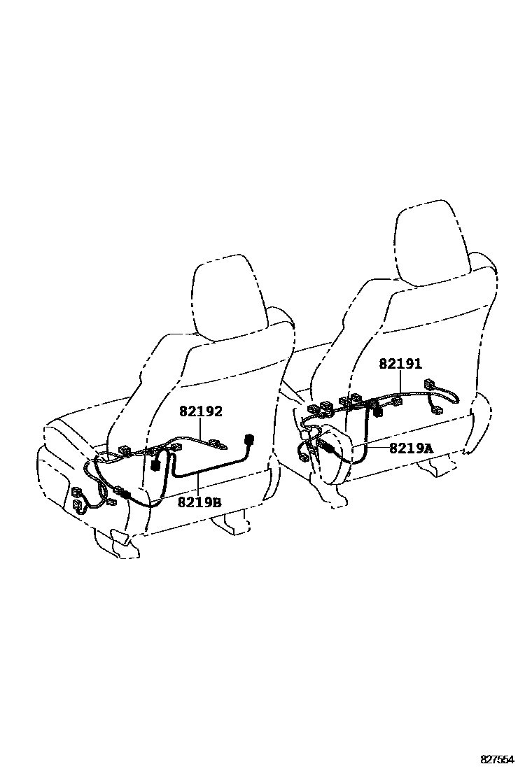 Toyota CAMRY 线束和卡夹 EPC diagram — 827554