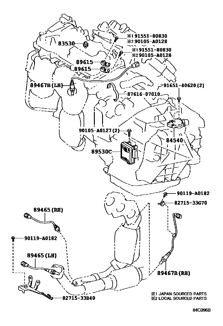 Toyota CAMRY 开关和继电器和ECU EPC diagram — 84C096B