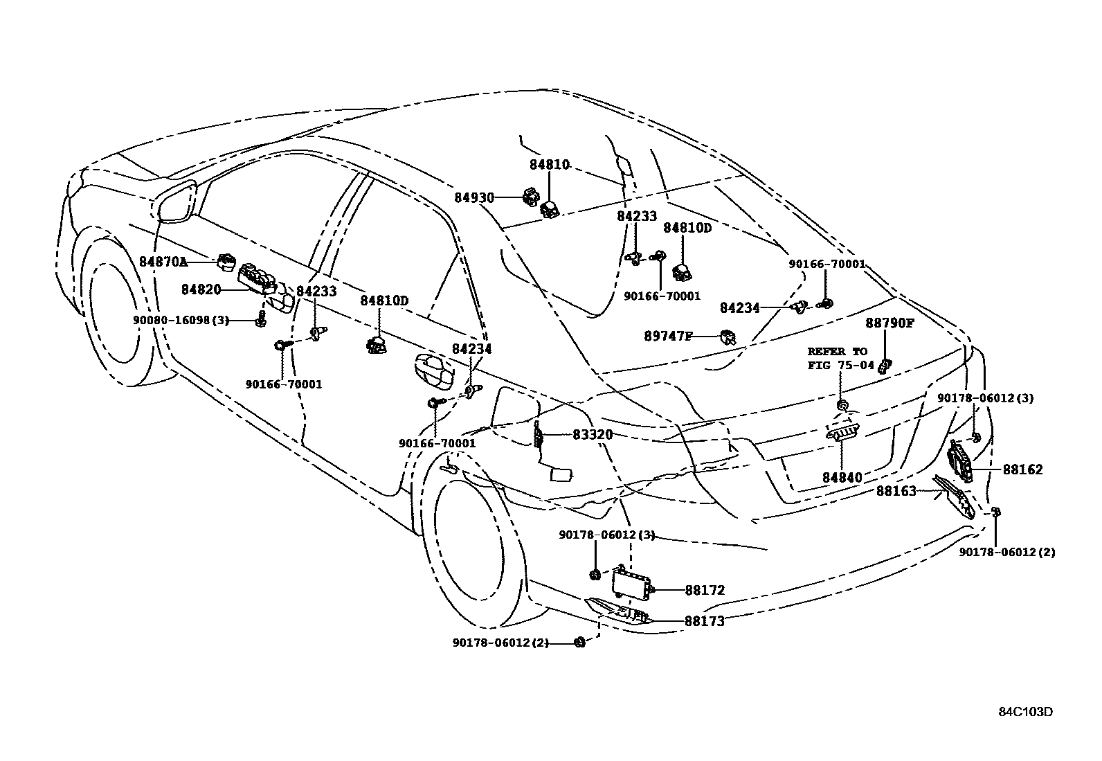 Toyota CAMRY 开关和继电器和ECU EPC diagram — 84C103D