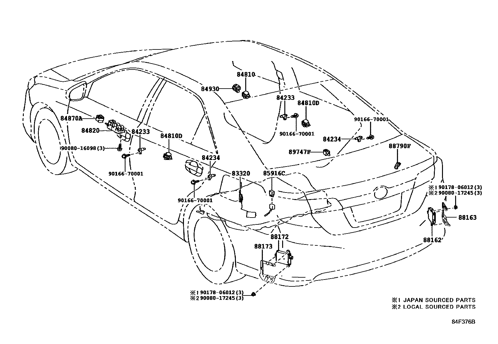 Toyota CAMRY 开关和继电器和ECU EPC diagram — 84F376B