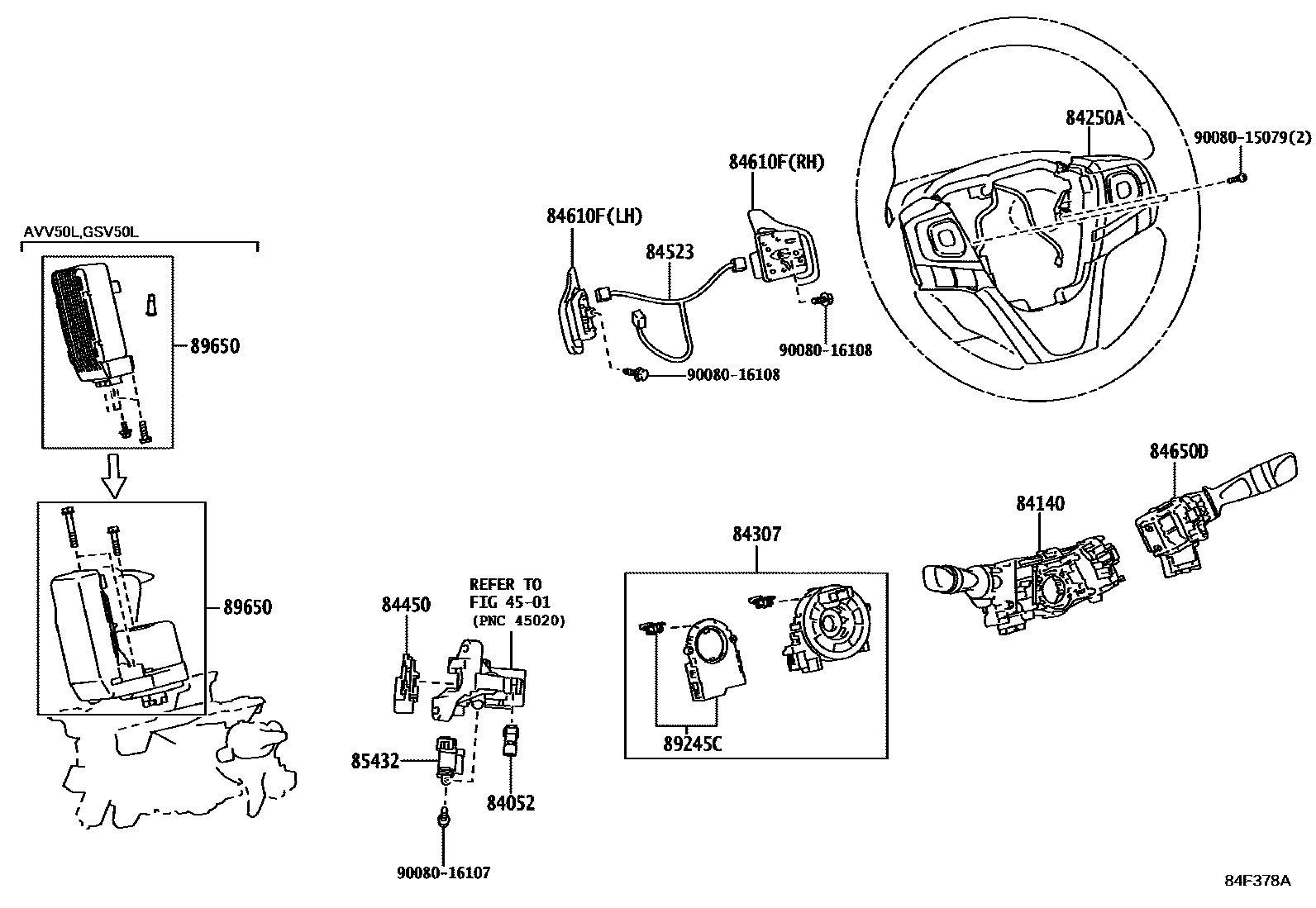 Toyota CAMRY 开关和继电器和ECU EPC diagram — 84F378A