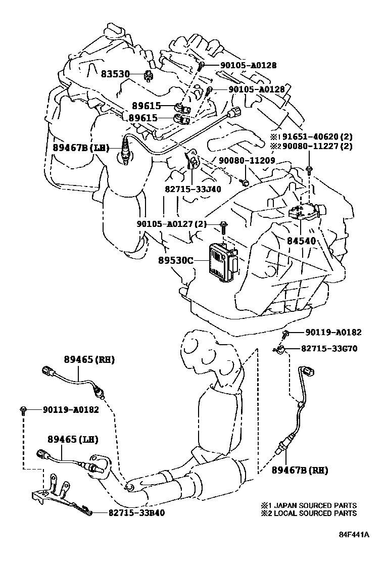 Toyota CAMRY 开关和继电器和ECU EPC diagram — 84F441A