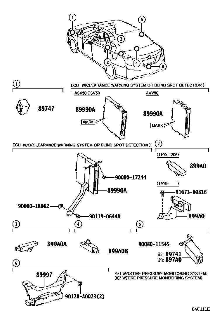 Toyota CAMRY 遥控门锁 EPC diagram — 84C111E