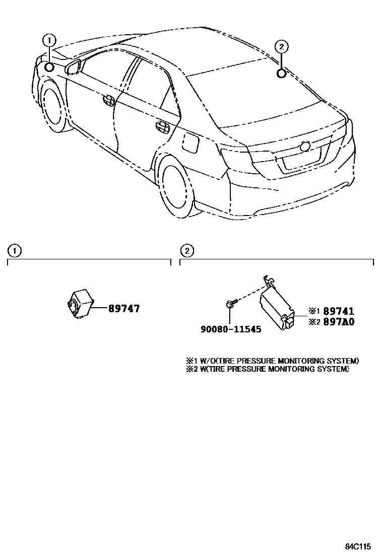 Toyota CAMRY 遥控门锁 EPC diagram — 84C115