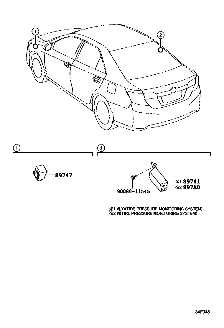 Toyota CAMRY 遥控门锁 EPC diagram — 84F348