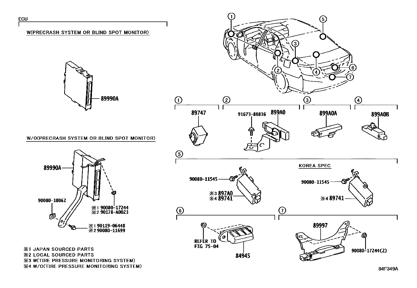 Toyota CAMRY 遥控门锁 EPC diagram — 84F349A