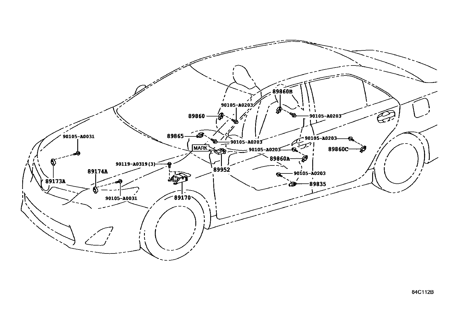 Toyota CAMRY 空气囊 EPC diagram — 84C112B