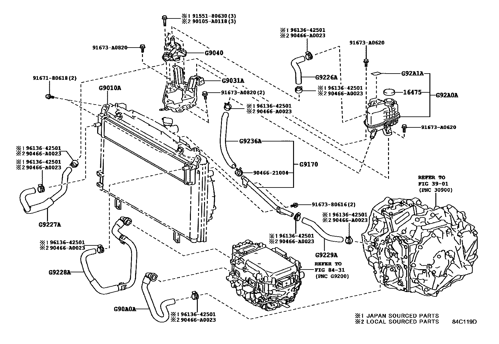 Toyota CAMRY 逆变器冷却系统 EPC diagram — 84C119D