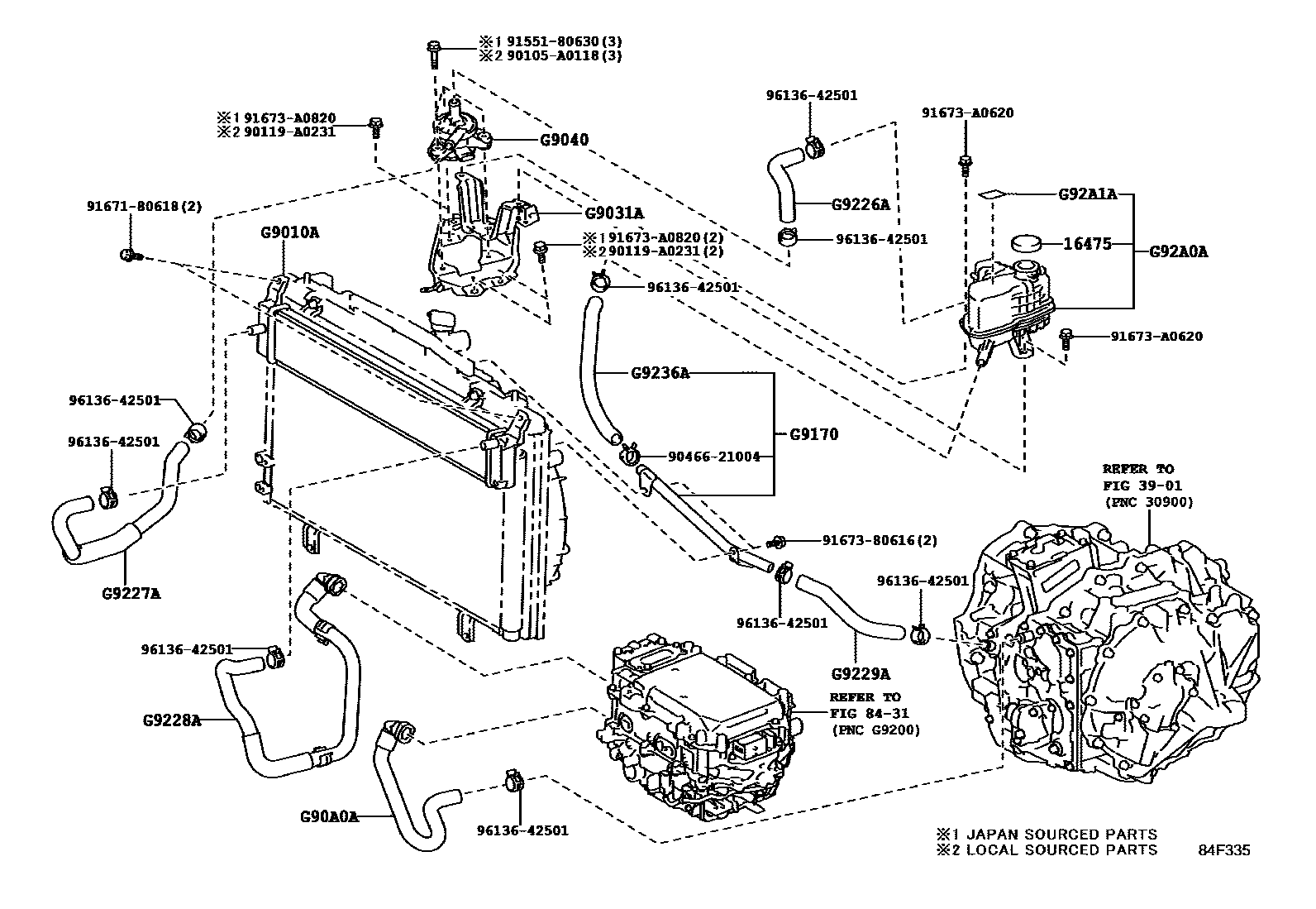 Toyota CAMRY 逆变器冷却系统 EPC diagram — 84F335