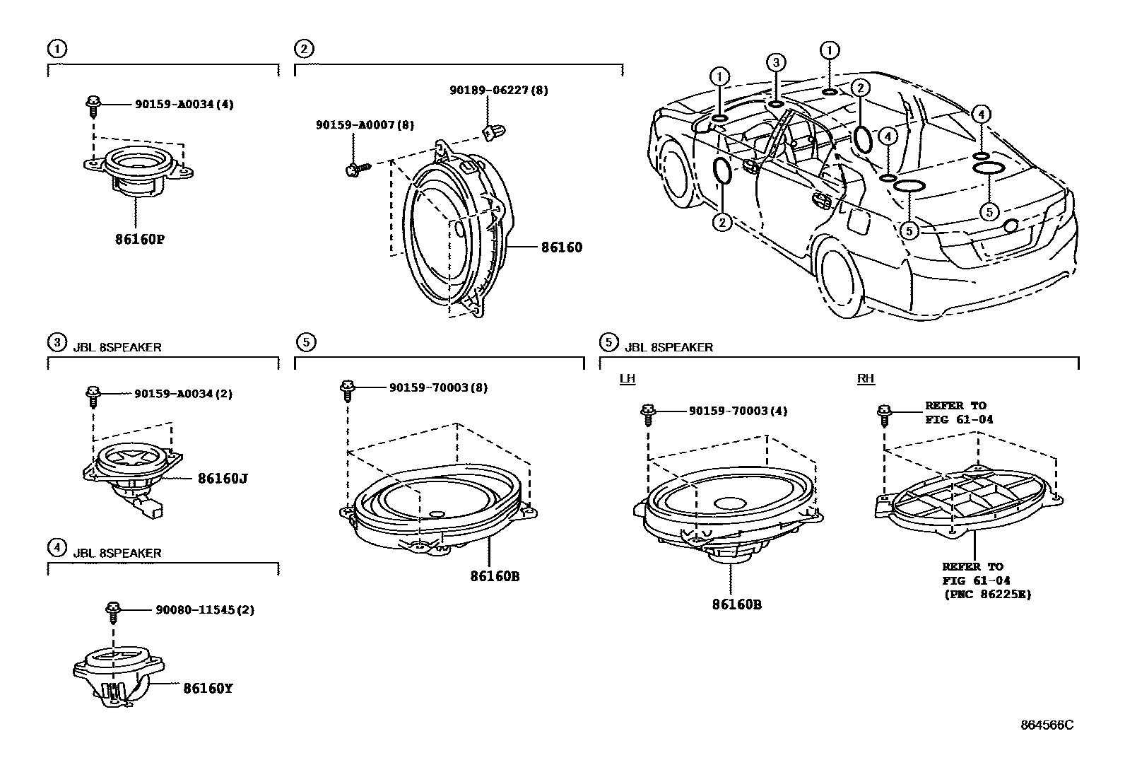 Toyota CAMRY 扬声器 EPC diagram — 864566C