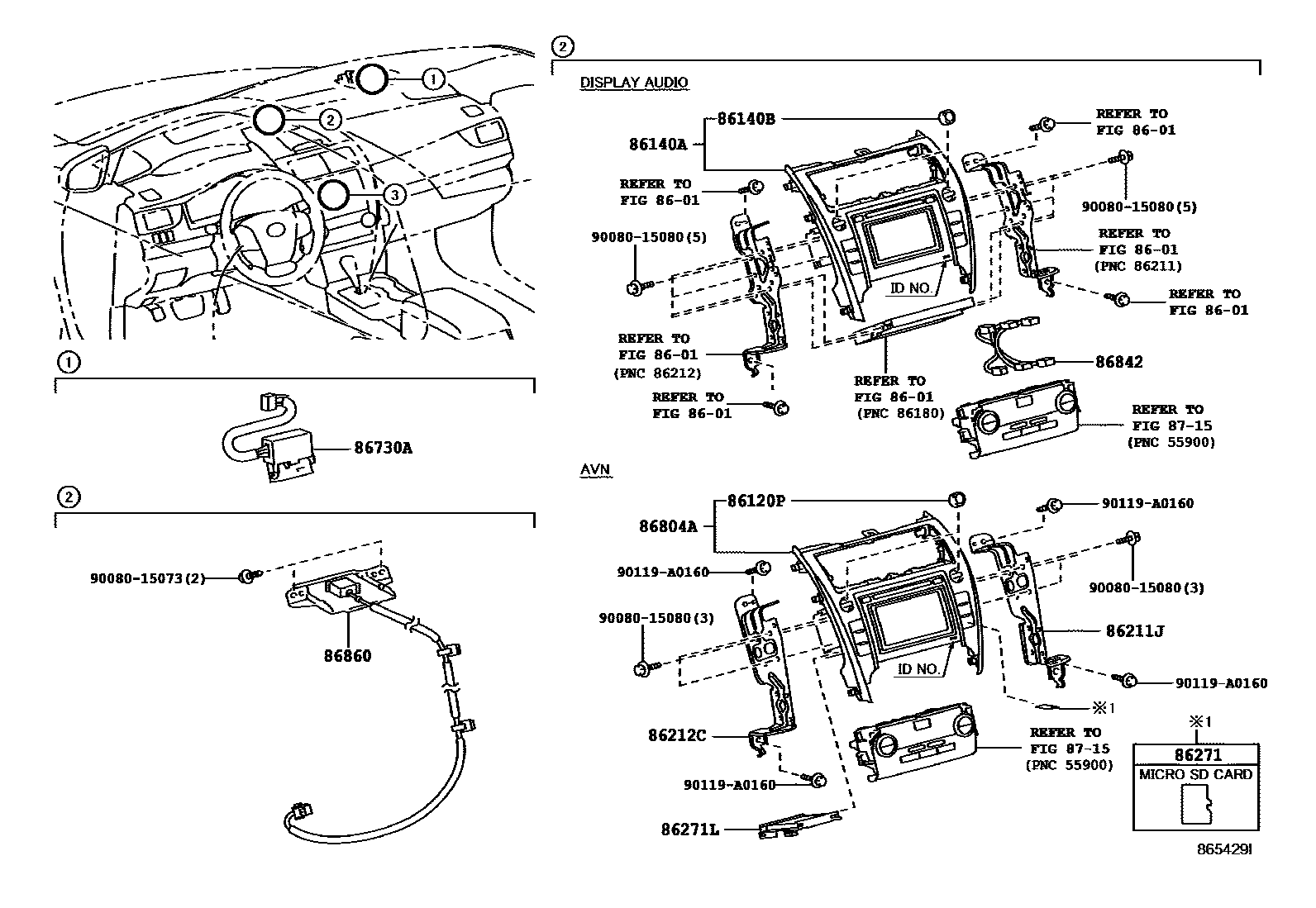 Toyota CAMRY 导航和前监视器显示屏 EPC diagram — 865429I