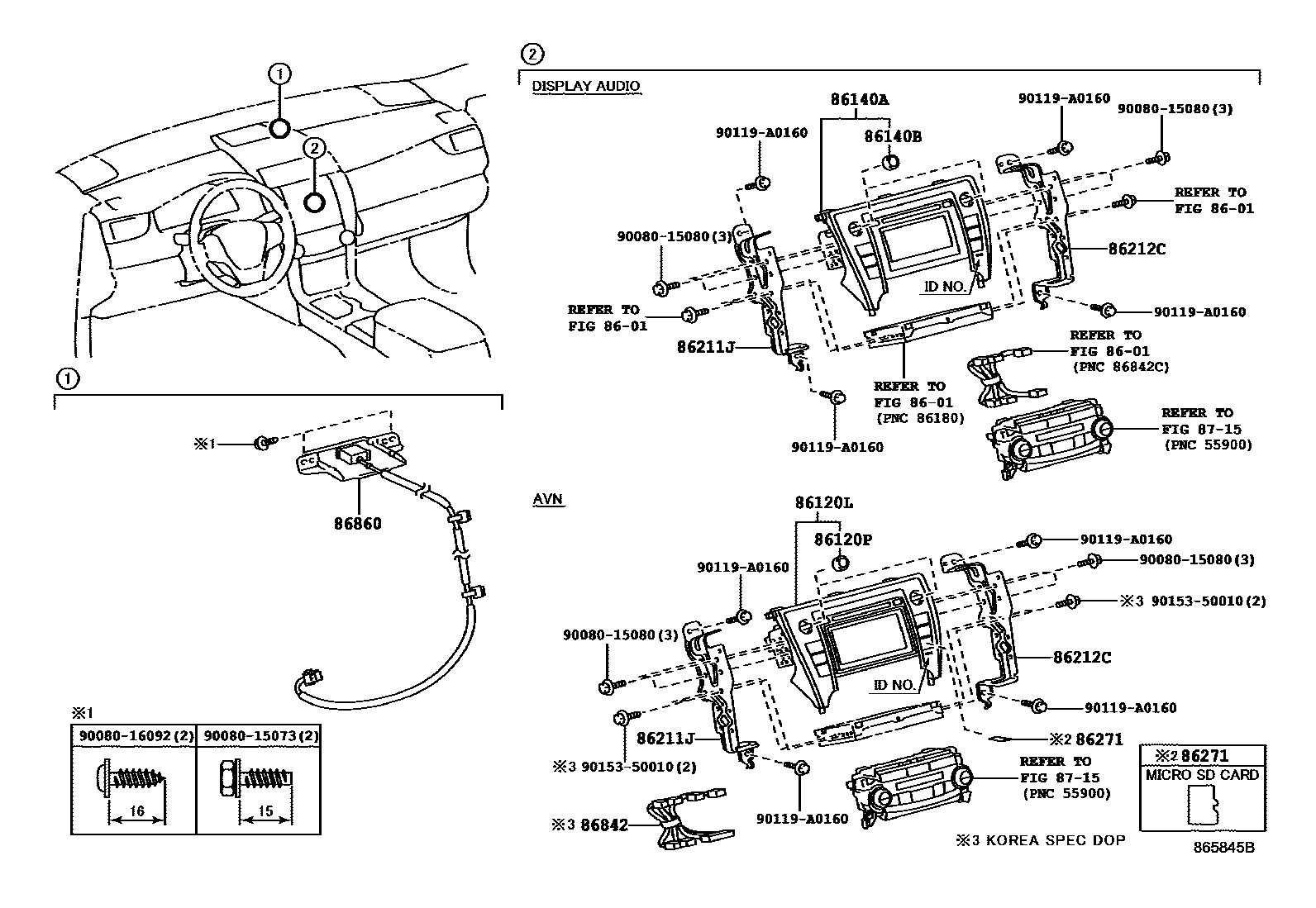 Toyota CAMRY 导航和前监视器显示屏 EPC diagram — 865845B