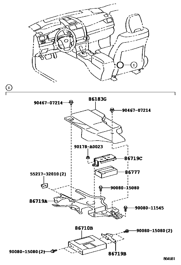 Toyota CAMRY 车载电话和呼救装置 EPC diagram — 864581