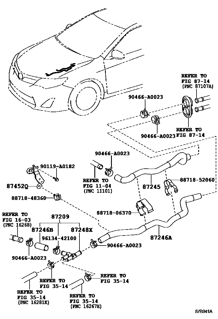 Toyota CAMRY 暖风和空调系统 - 水管 EPC diagram — 87B941A