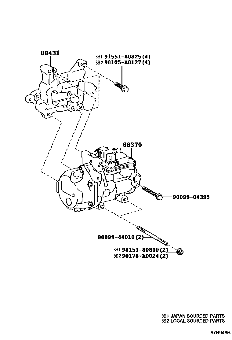 Toyota CAMRY Heating & Air Conditioning - Compressor EPC diagram — 87B948B