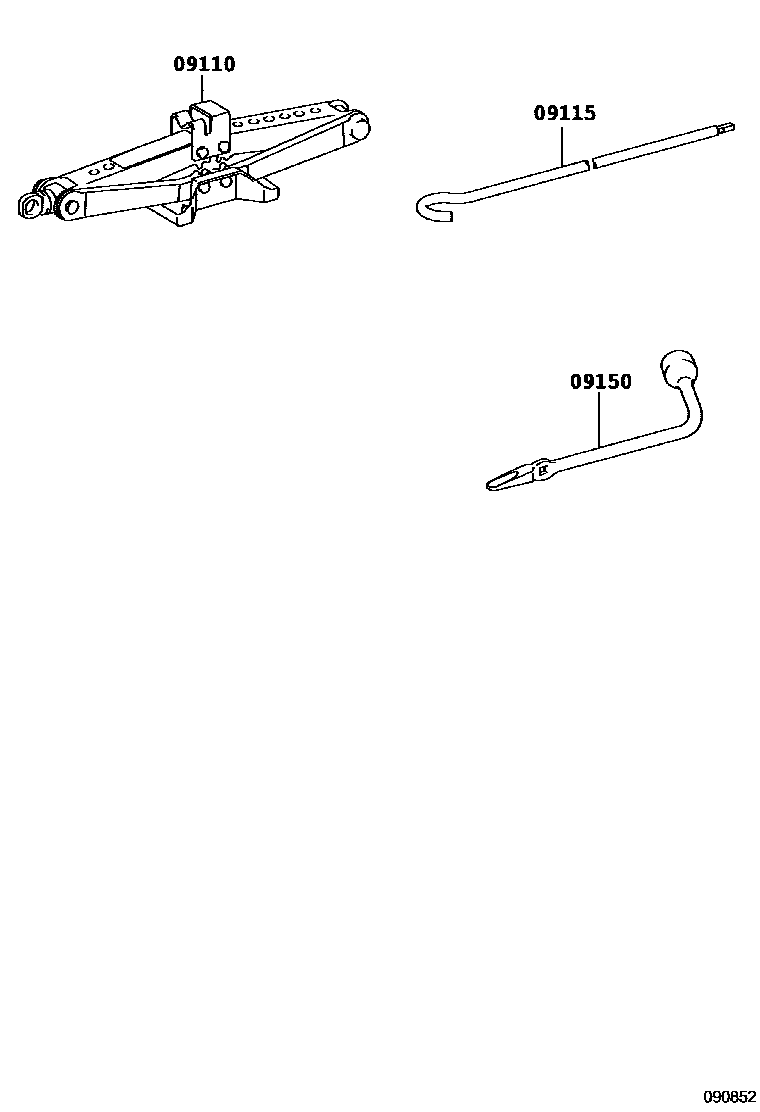 Toyota CAMRY Standard Tools EPC diagram — 090852