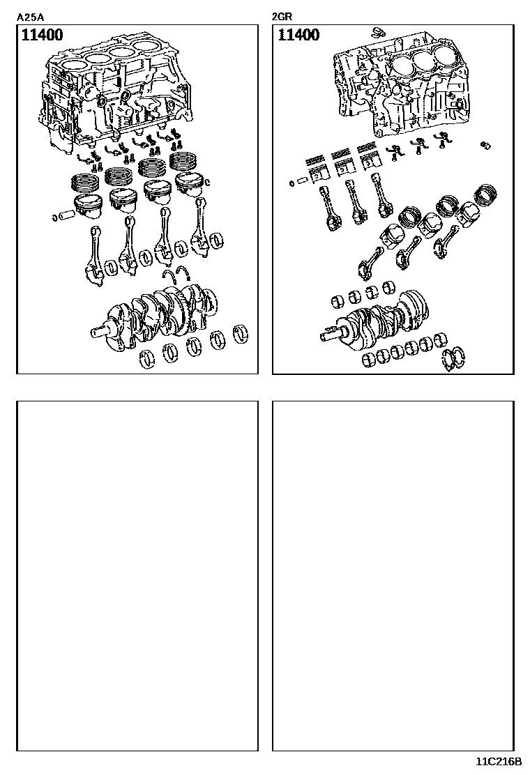 Toyota CAMRY Short Block Assembly EPC diagram — 11C216B