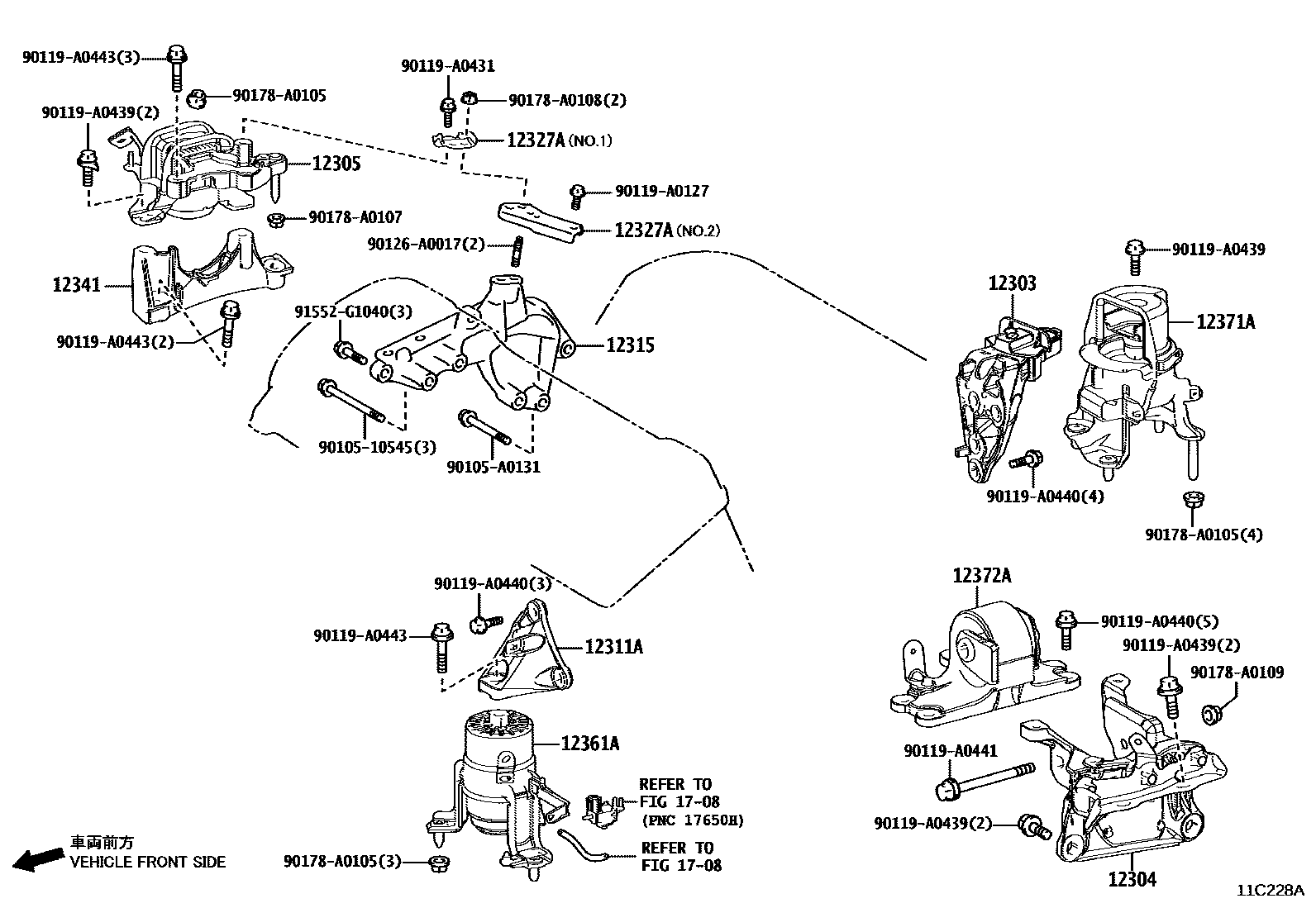 Toyota CAMRY Engine Mounting EPC diagram — 11C228A