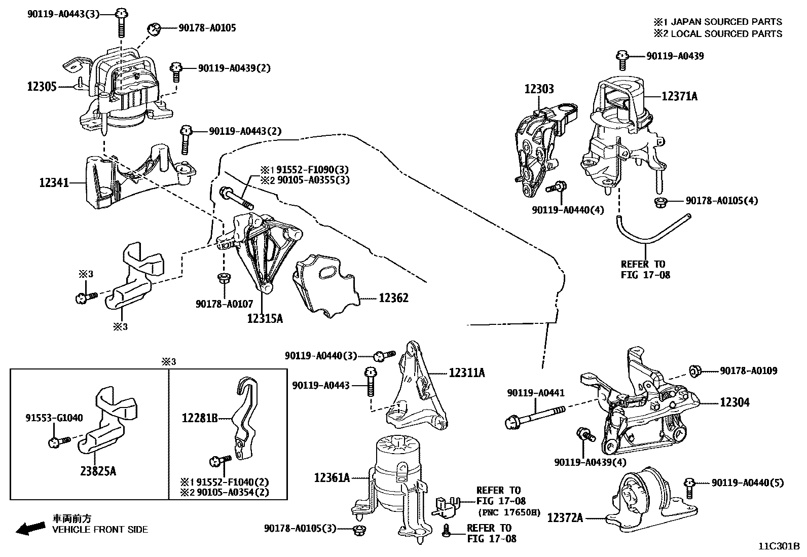 Toyota CAMRY Engine Mounting EPC diagram — 11C301B