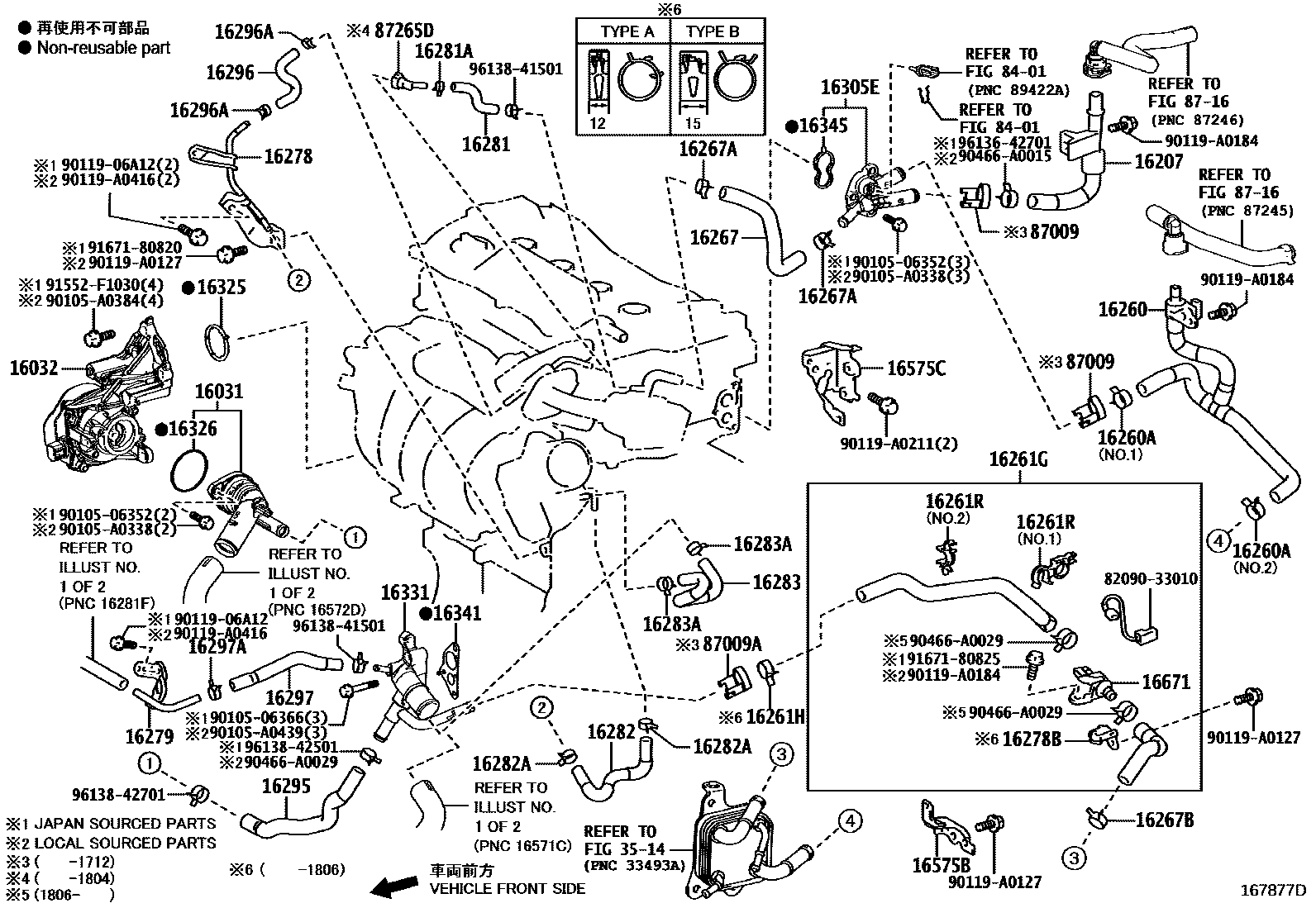 Toyota CAMRY RADIATOR & WATER OUTLET EPC diagram — 167877D