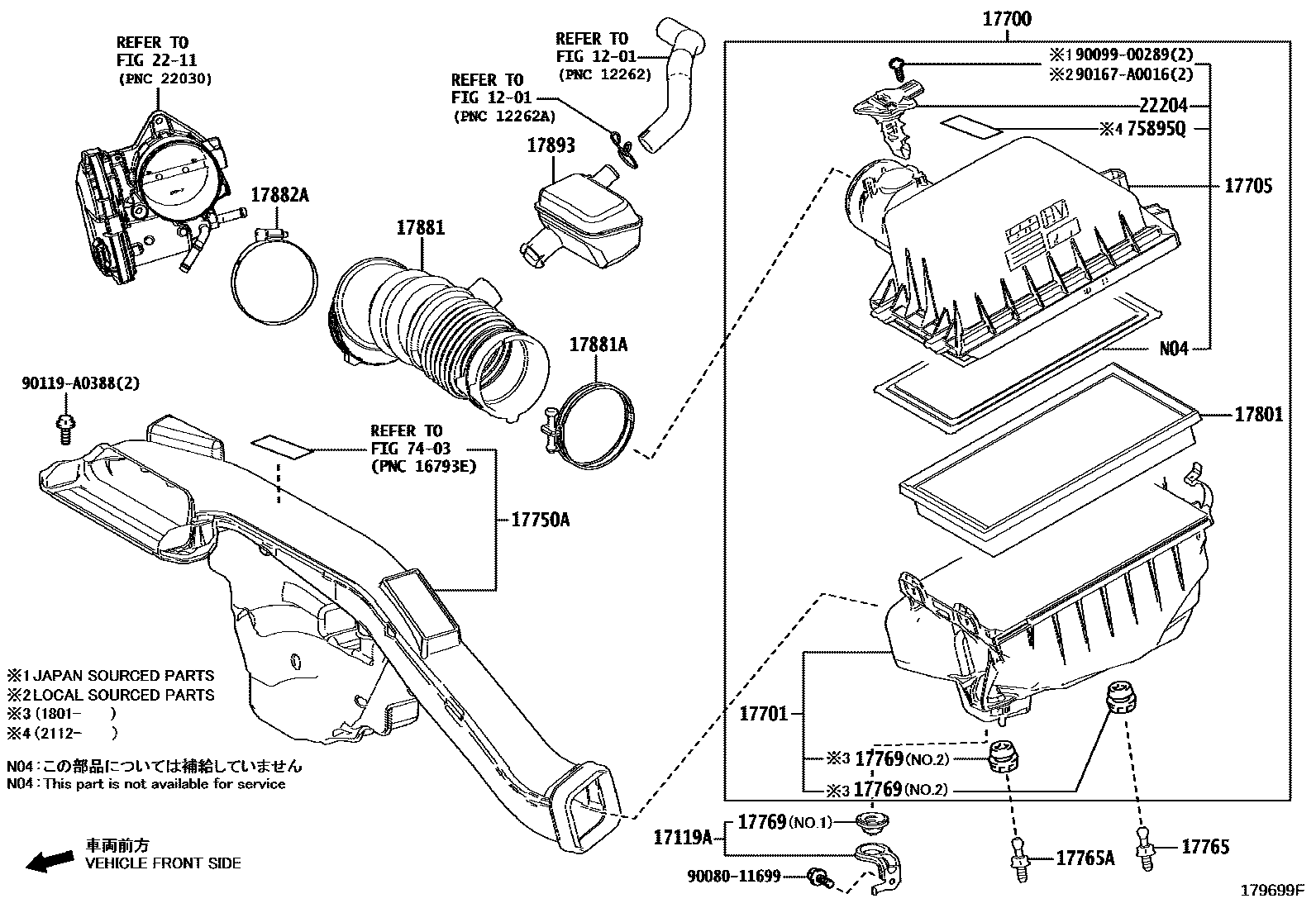 Toyota CAMRY Air Cleaner EPC diagram — 179699F