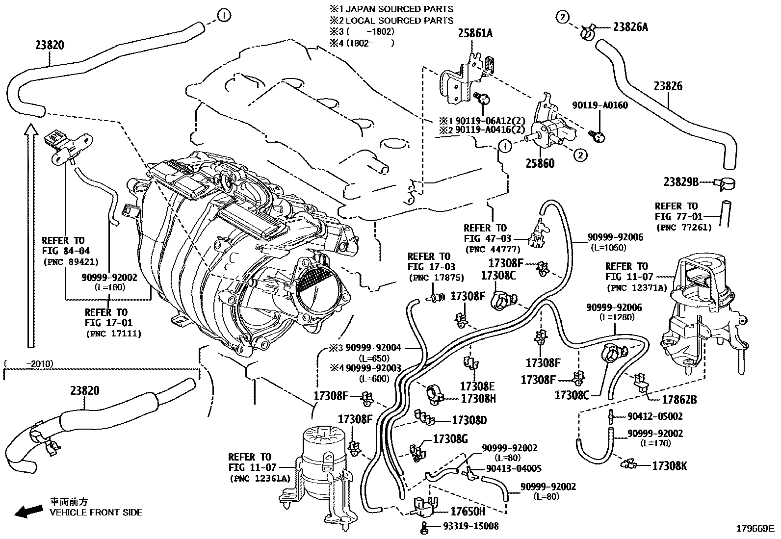 Toyota CAMRY vacuum tube EPC diagram — 179669E