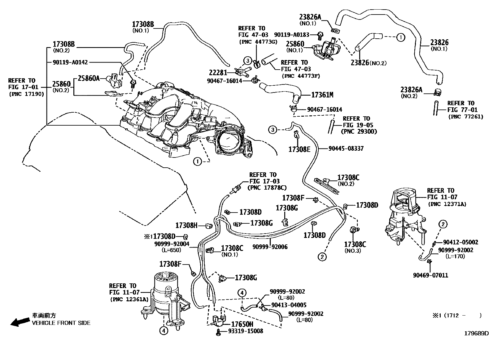 Toyota CAMRY vacuum tube EPC diagram — 179689D