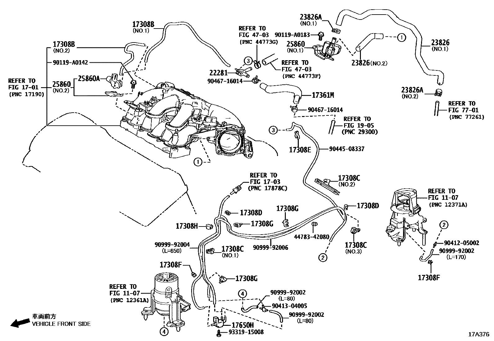 Toyota CAMRY vacuum tube EPC diagram — 17A376
