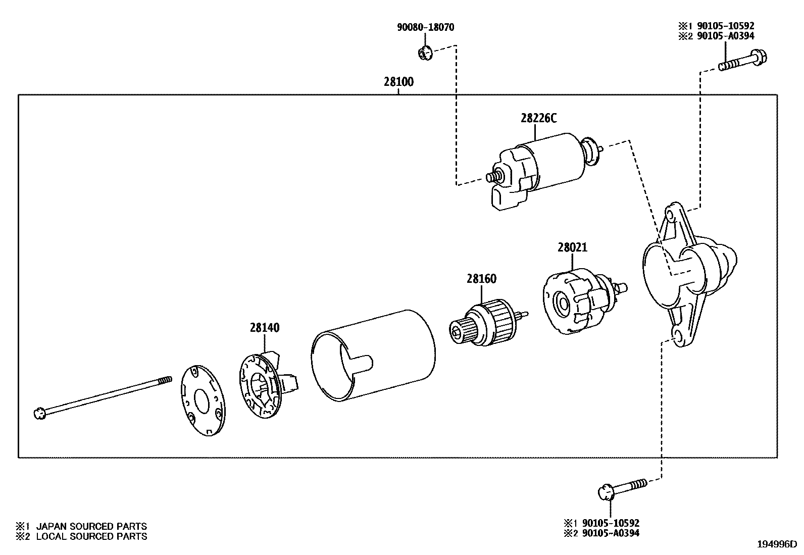 Toyota CAMRY 起动机 EPC diagram — 194996D