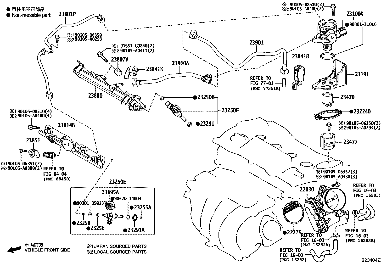 Toyota CAMRY 燃油喷射系统 EPC diagram — 223404E