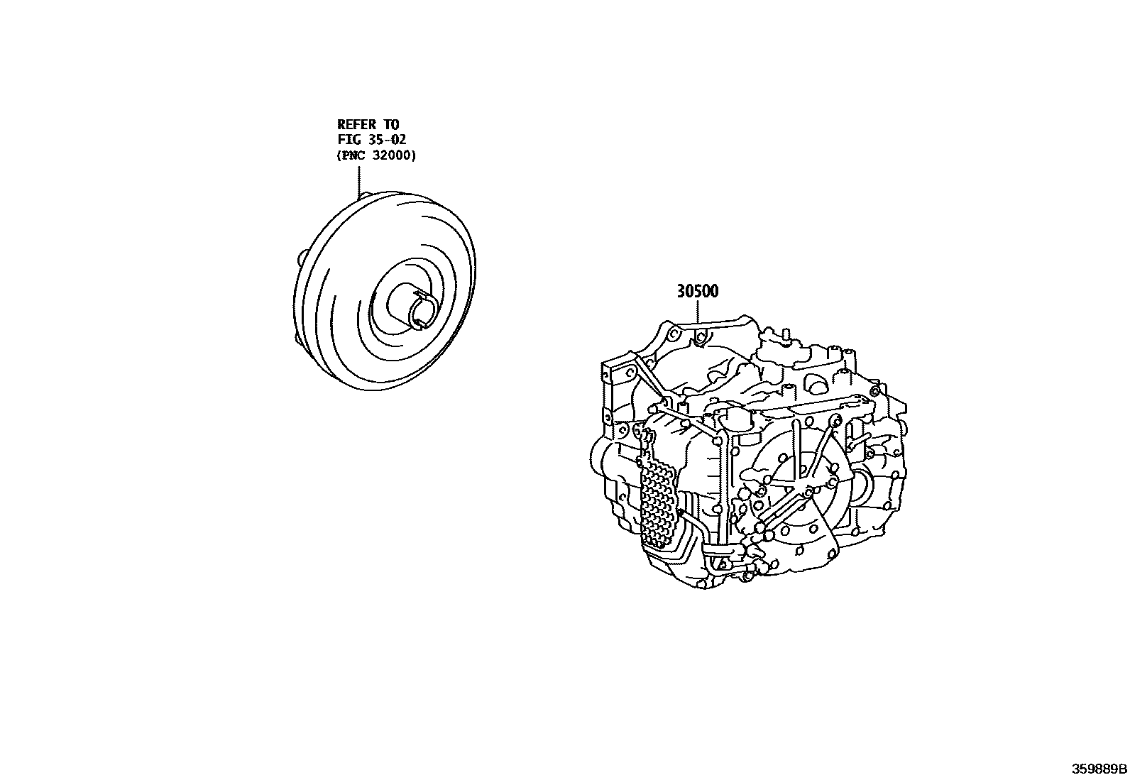 Toyota CAMRY 传动桥或变速器总成和衬垫组件(ATM) EPC diagram — 359889B