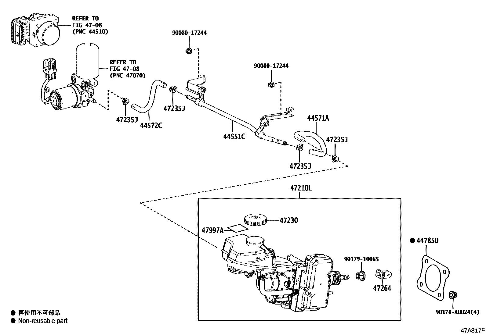 Toyota CAMRY 制动总泵 EPC diagram — 47A817F
