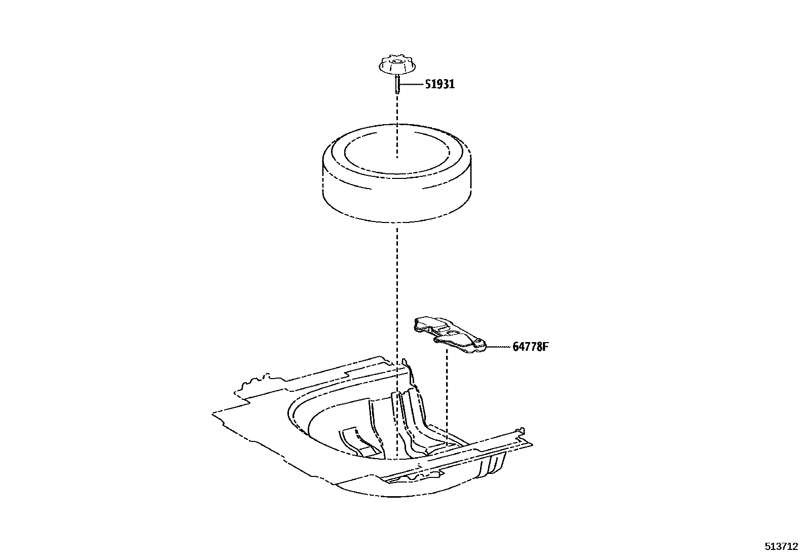 Toyota CAMRY Spare tire rack EPC diagram — 513712