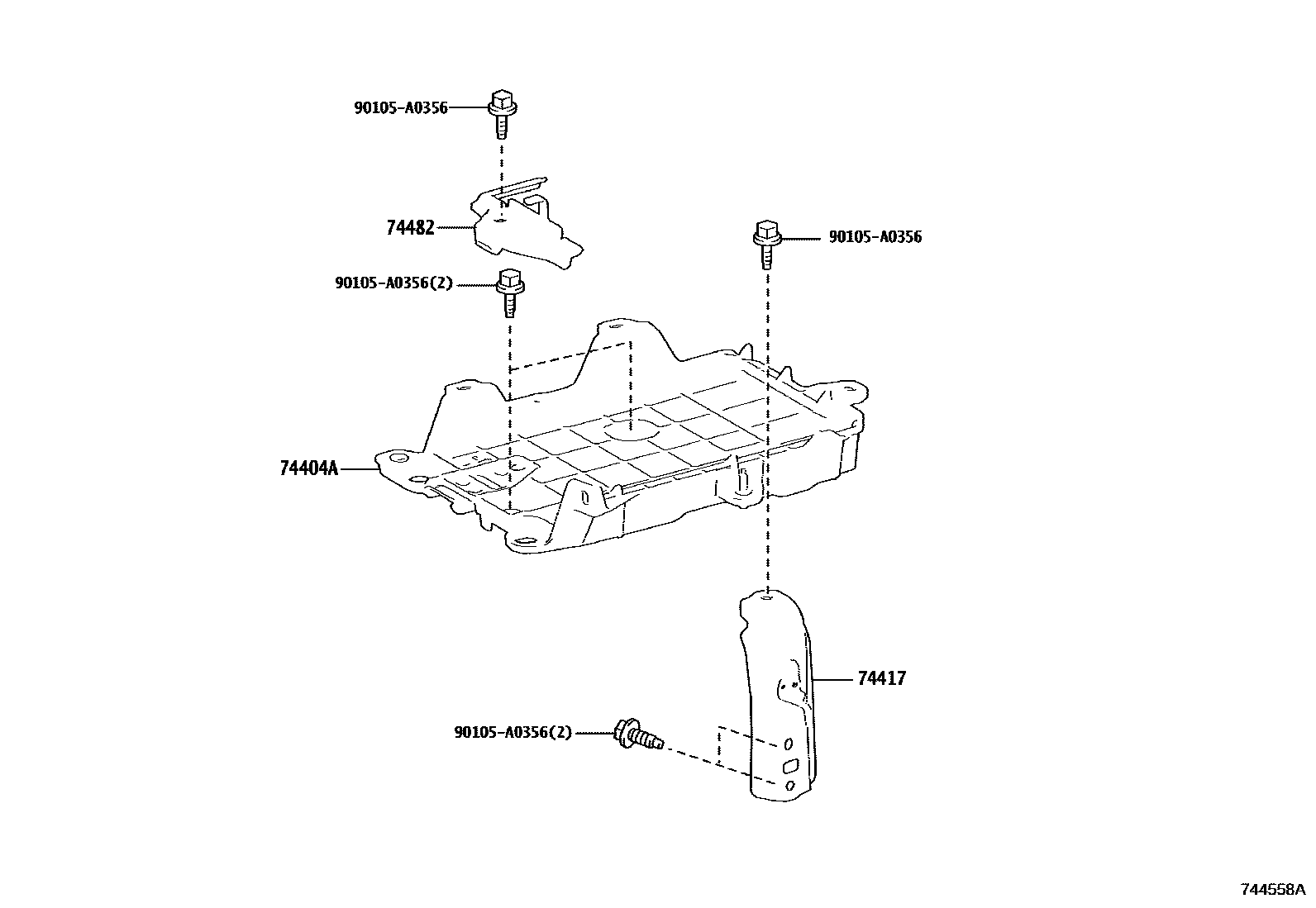 Toyota CAMRY battery holder EPC diagram — 744558A