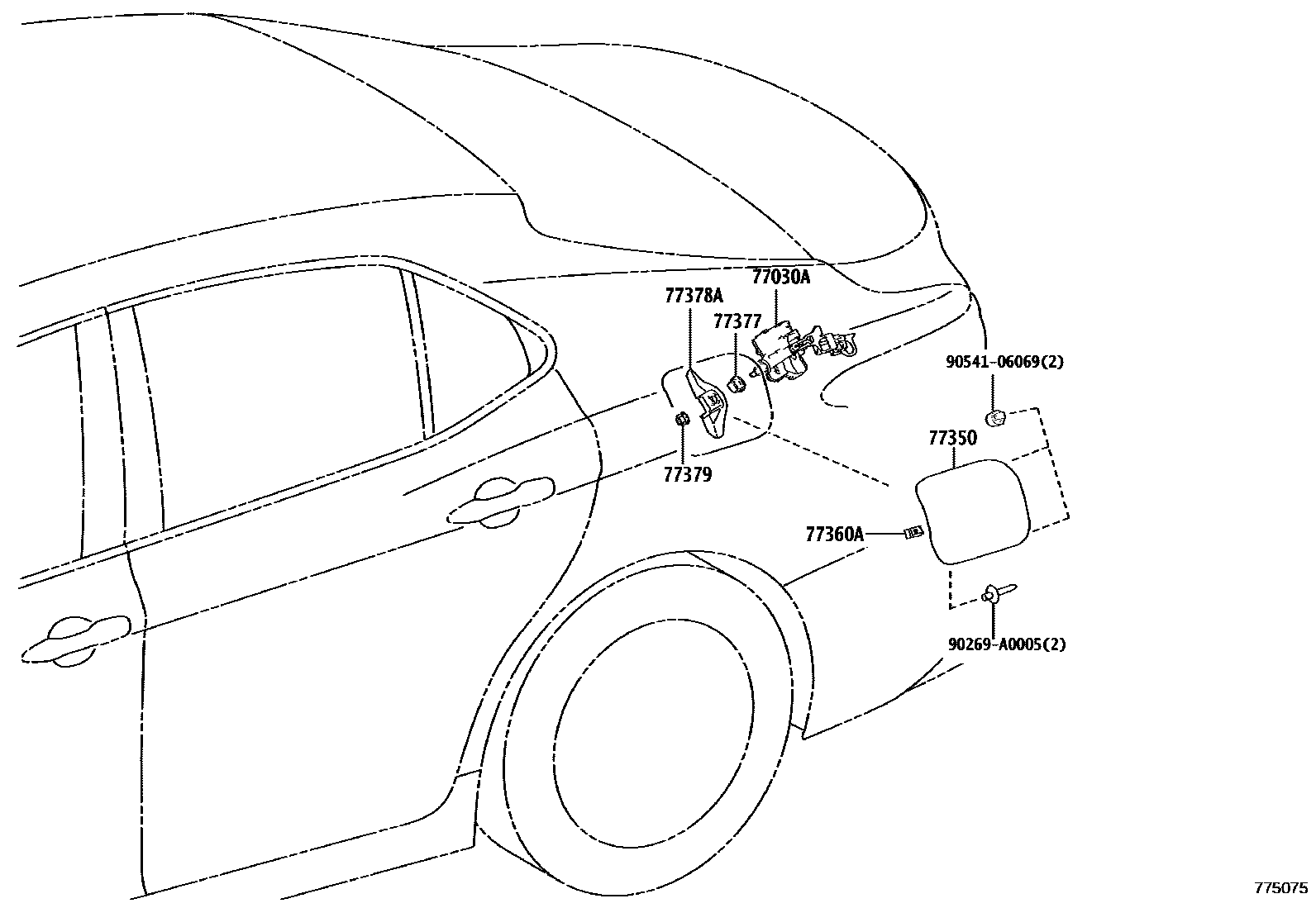 Toyota CAMRY 燃油箱和燃油管 EPC diagram — 775075