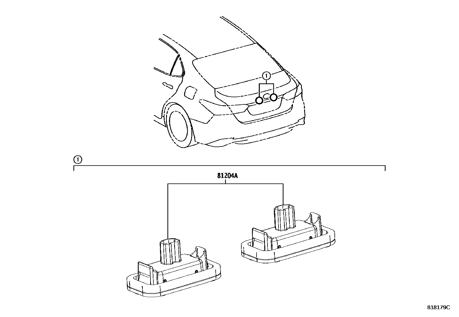 Toyota CAMRY 后牌照灯 EPC diagram — 818179C