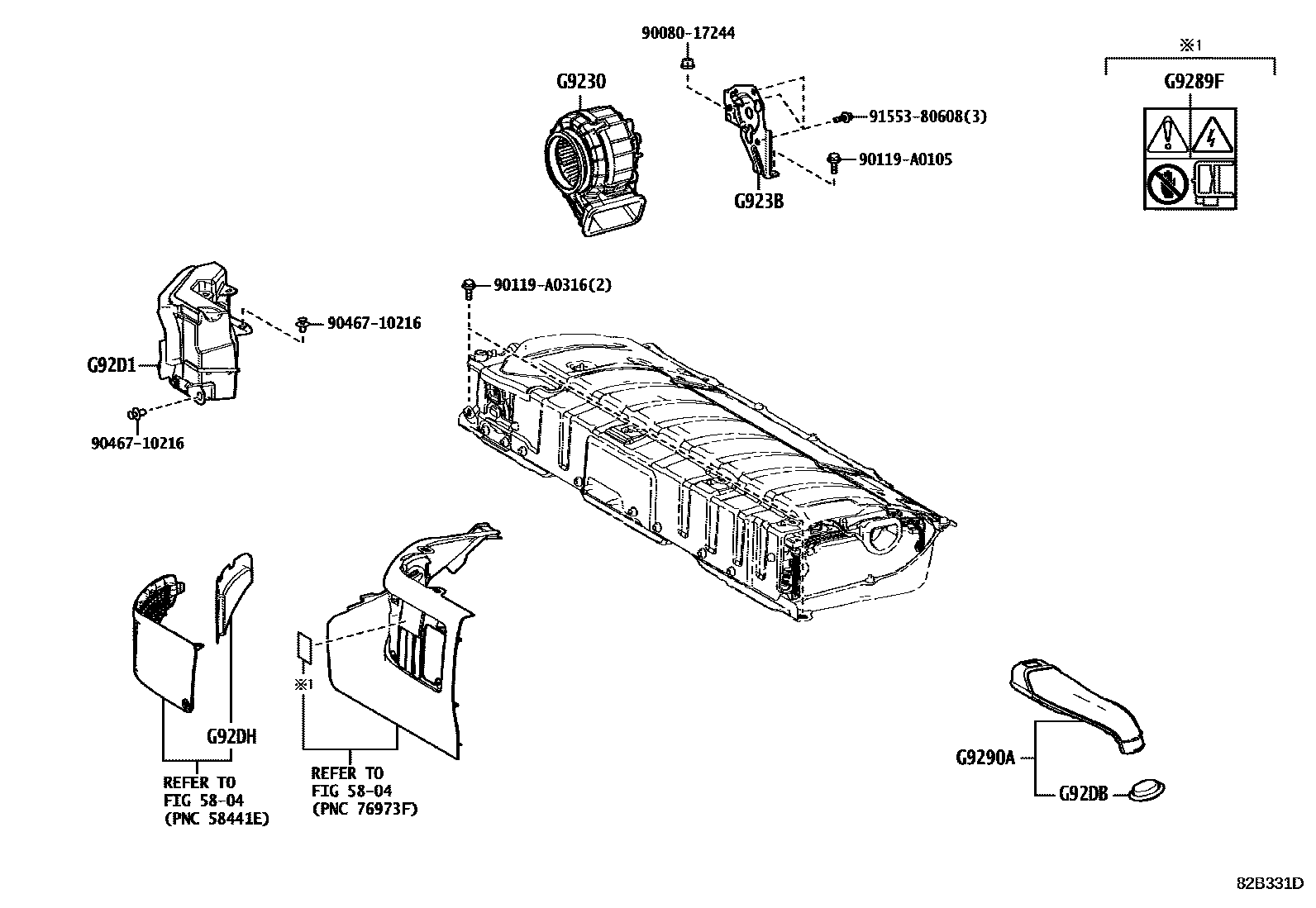 Toyota CAMRY 蓄电池和蓄电池电缆 EPC diagram — 82B331D